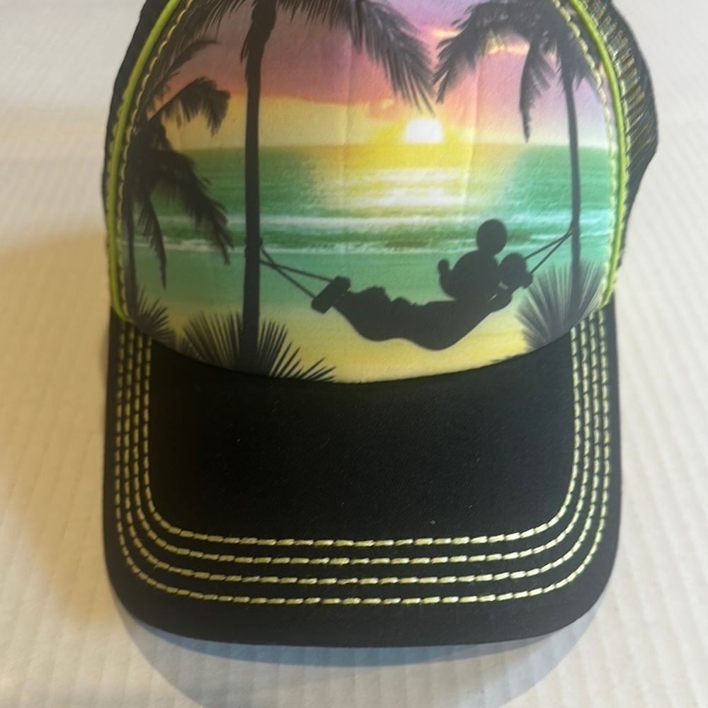 Disney Parks adult 60% cotton Tropical Sunset Trucker Hat mesh back adjustable - Picture 2 of 7